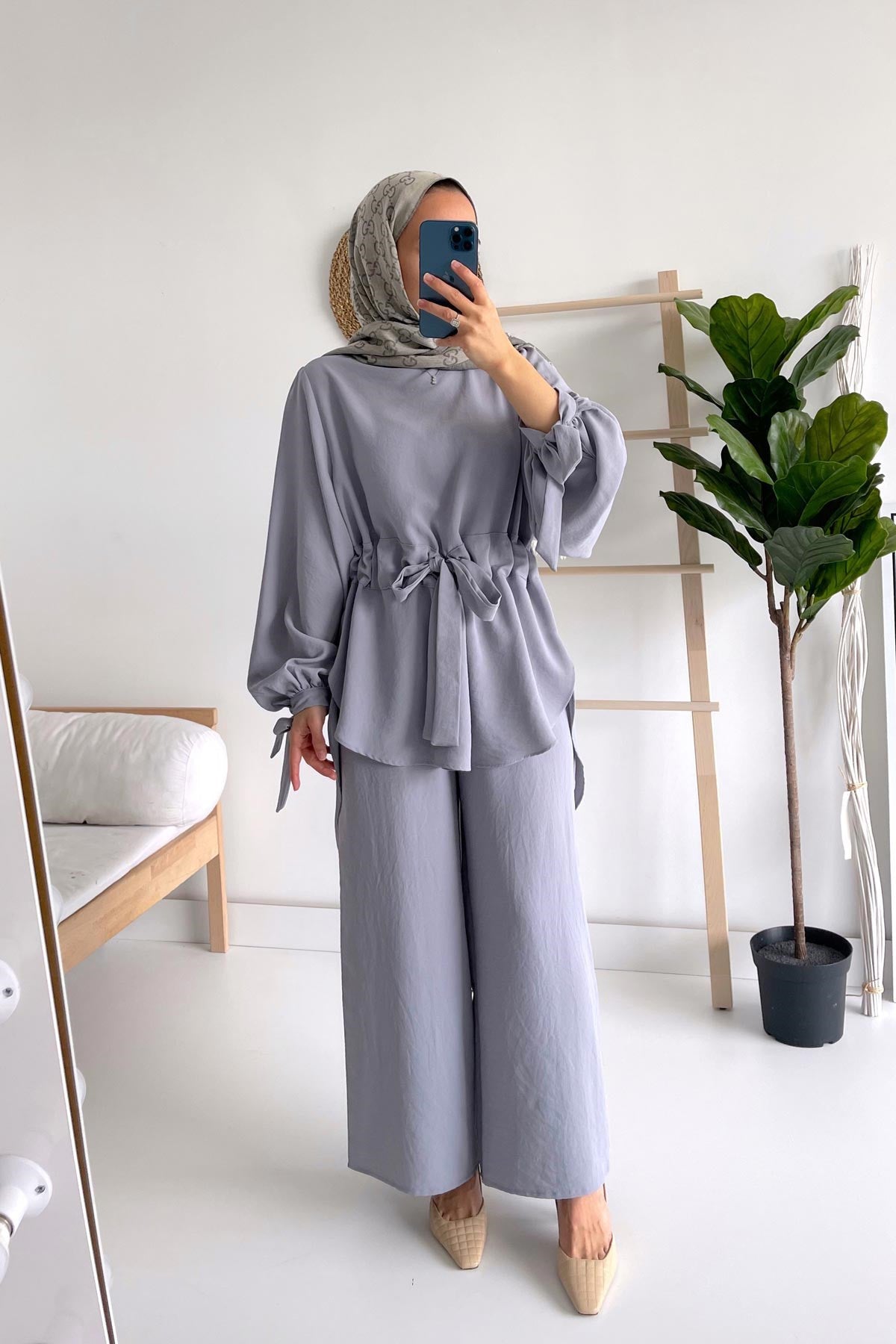 Waist Belt Suit - Grey