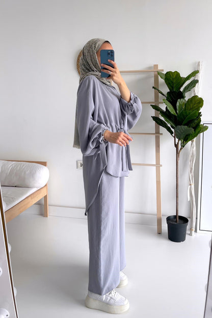 Waist Belt Suit - Grey