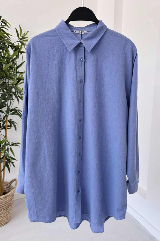 Oversize Linen Shirt - Purple