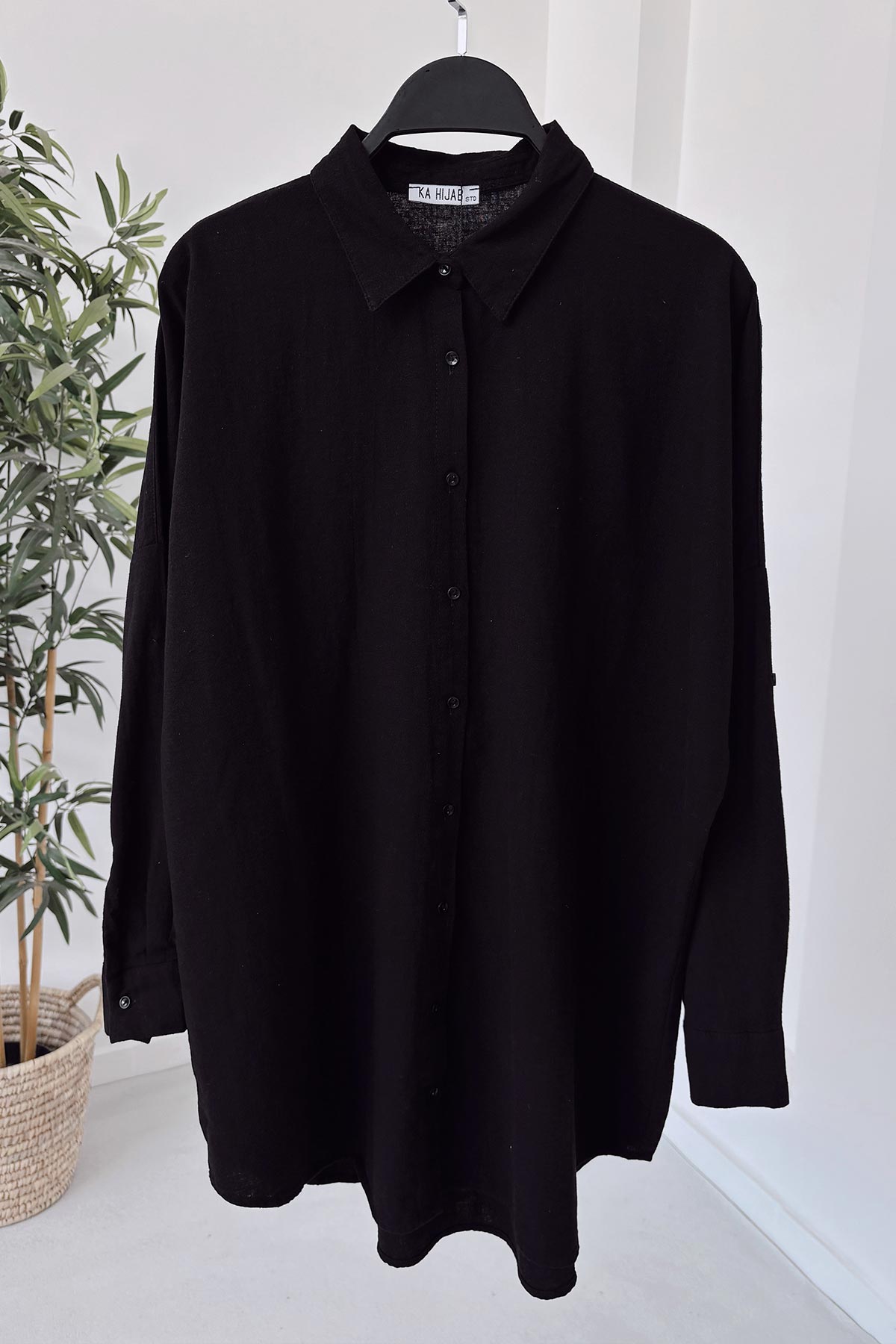 Oversize Linen Shirt - Black