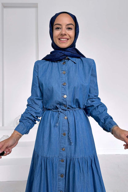 Denim Dress With Belt