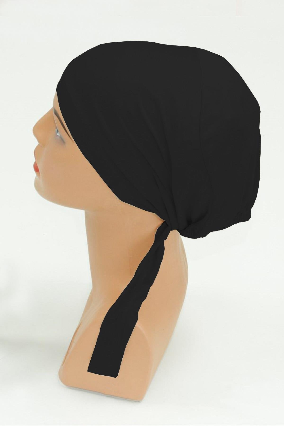 Lycra Combed Cotton Cap - Black