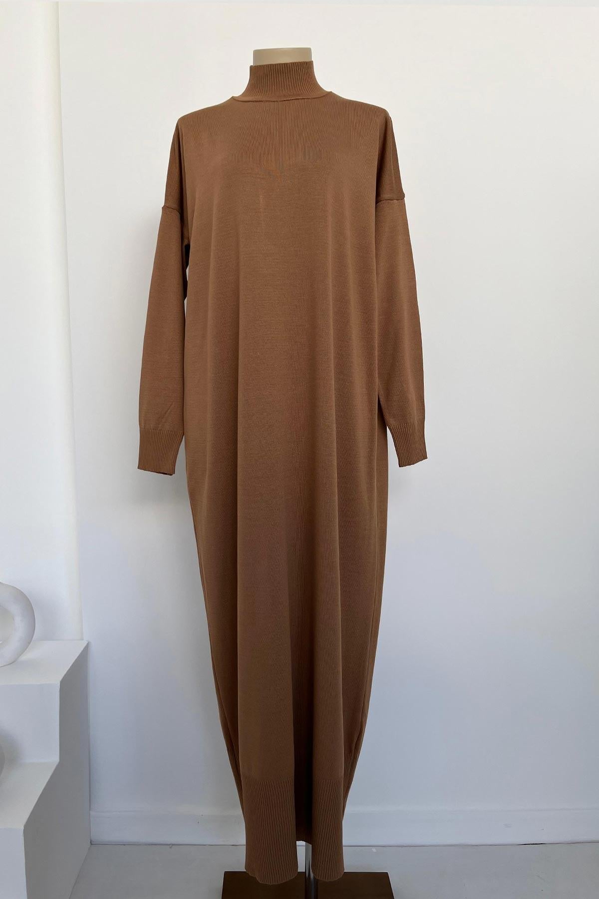 Mercerized Knitwear Dress - Camel