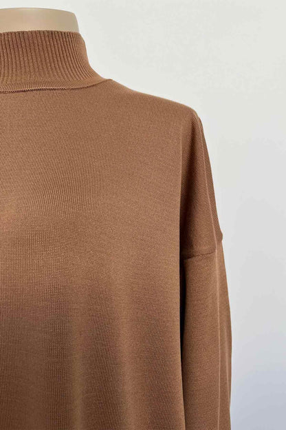 Mercerized Knitwear Dress - Camel