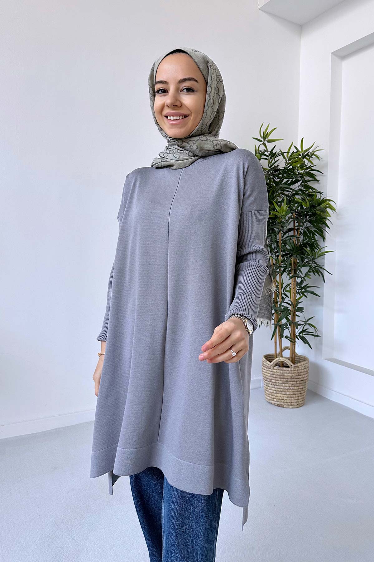 Mira Mercerized Tunic - Grey