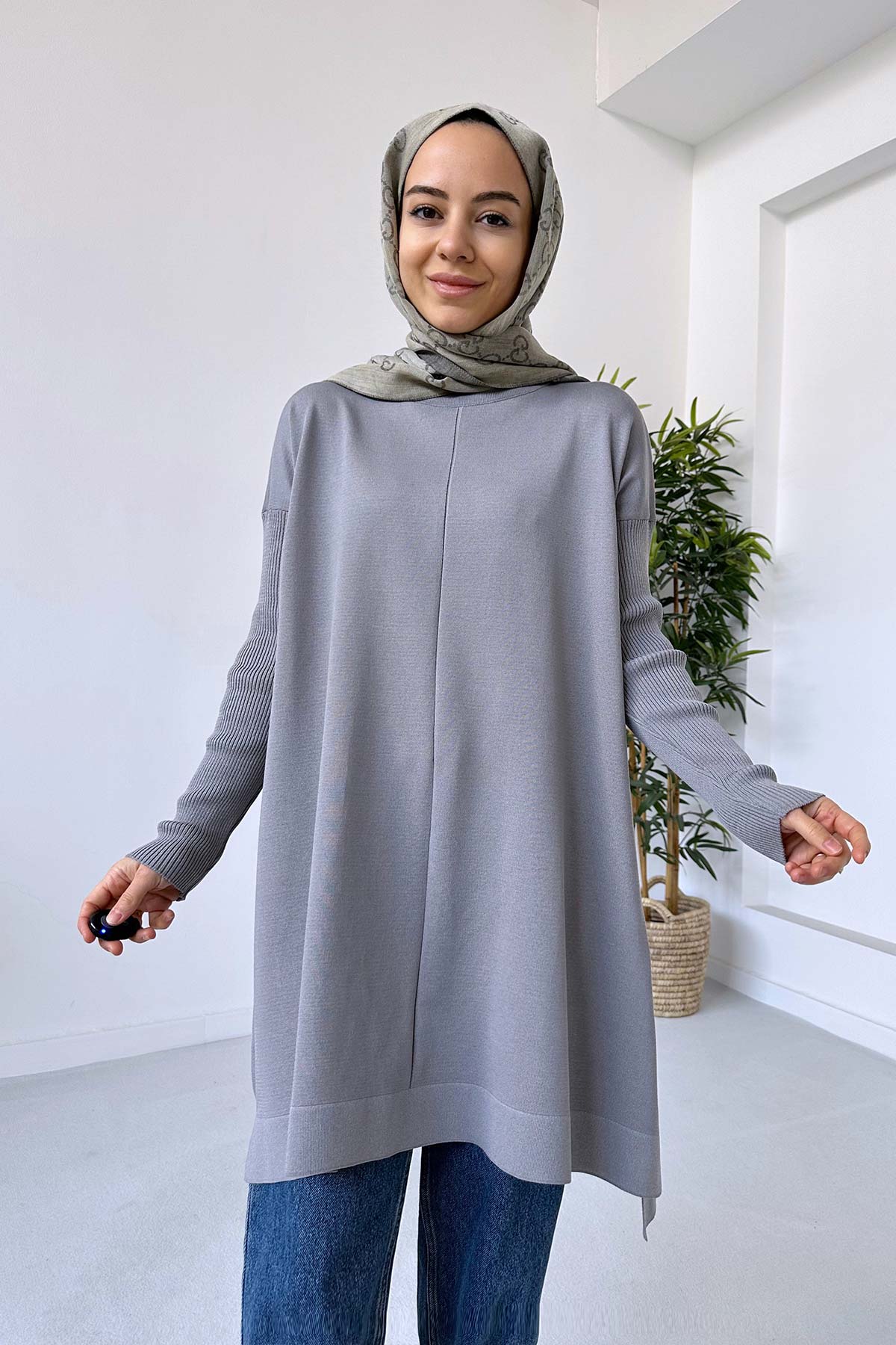 Mira Mercerized Tunic - Grey