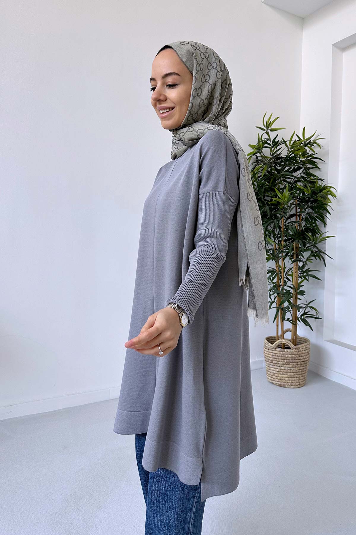 Mira Mercerized Tunic - Grey