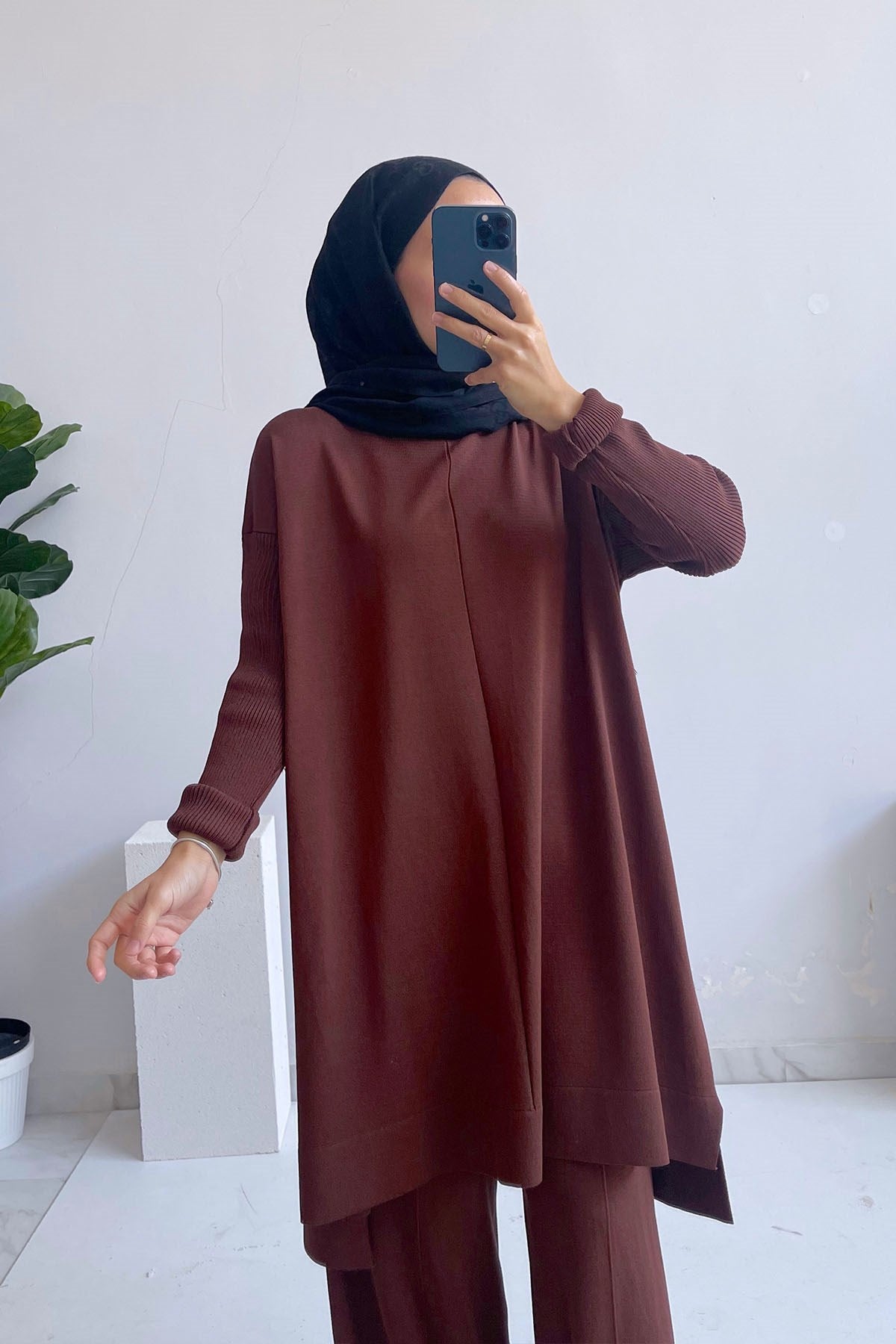 Mira Mercerized Tunic - Brown