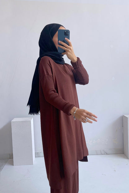 Mira Mercerized Tunic - Brown