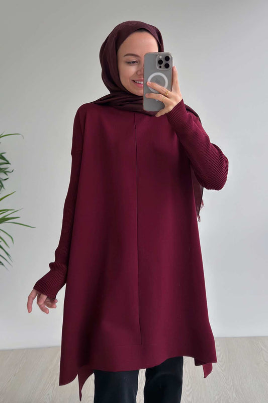 Mira Mercerized Tunic - Burgundy