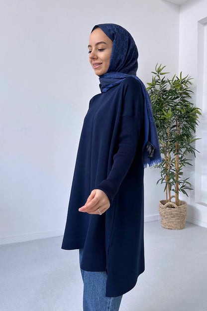 Mira Mercerized Tunic - Navy Blue