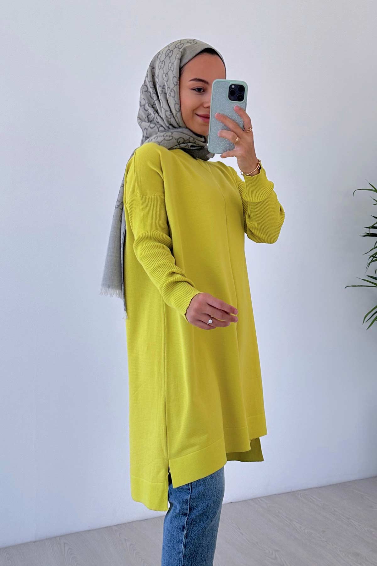 Mira Mercerized Tunic - Oil Green