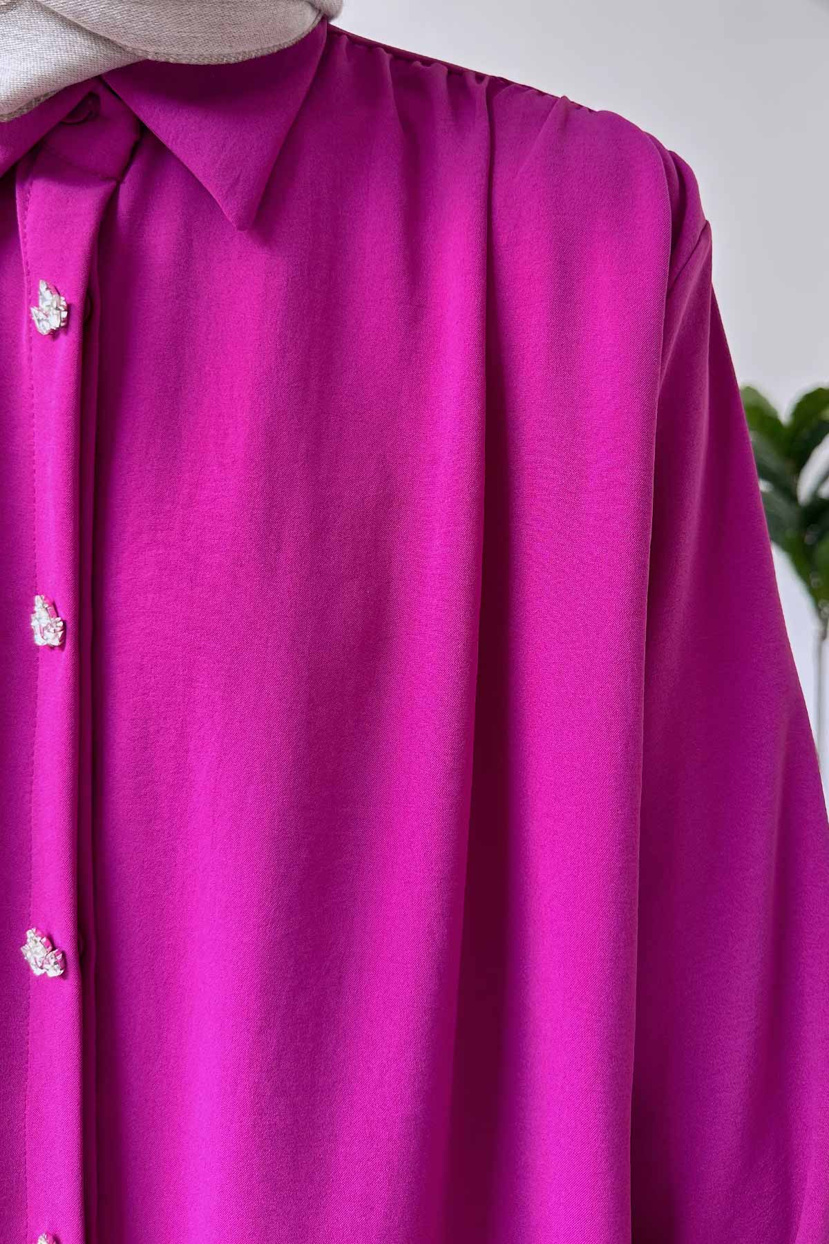 Oversize Suit with Shoulder Pleats - Fuchsia