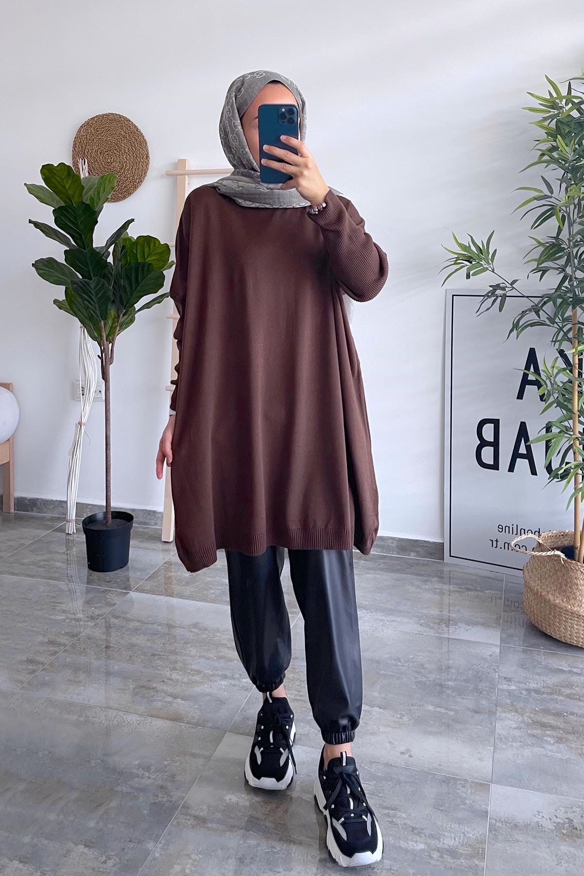 Oversize Colored Sweater - Brown