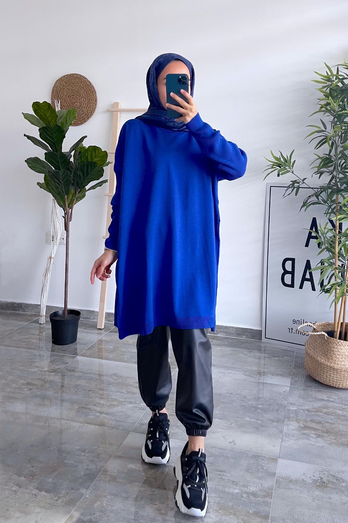 Oversize Colored Sweater - Saxe