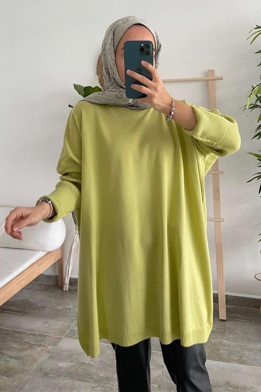 Oversize Colored Sweater - Oil Green