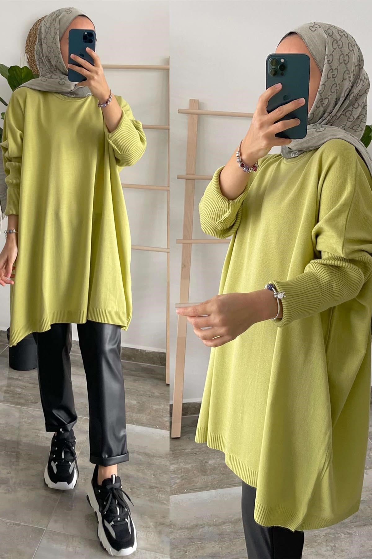 Oversize Colored Sweater - Oil Green