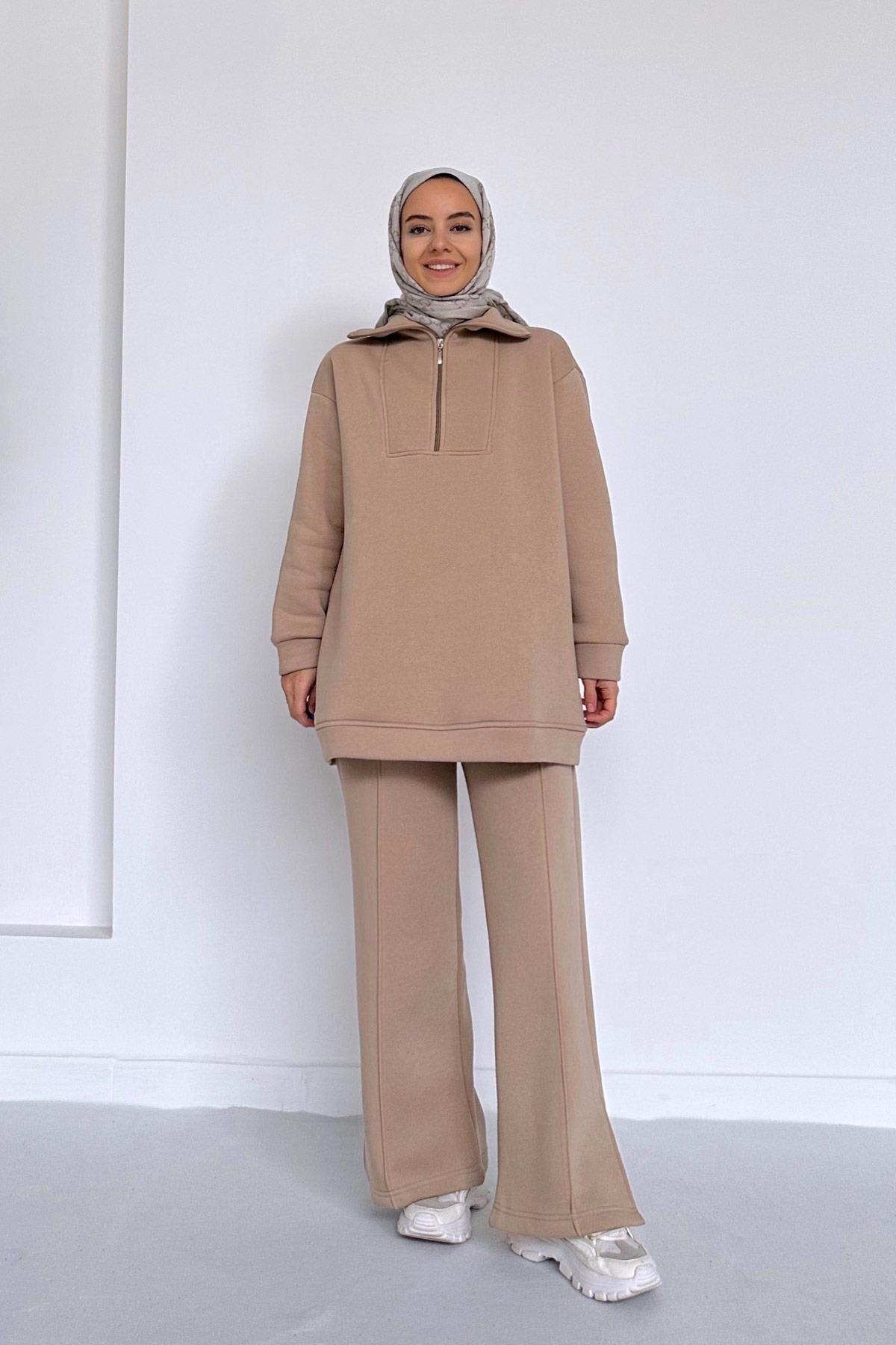 Puff Three Yarn Tracksuit Suit - Camel