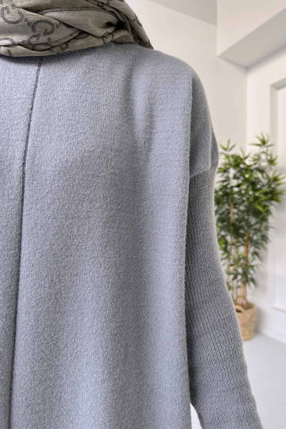 Slit Detail Bearded Tunic - Grey