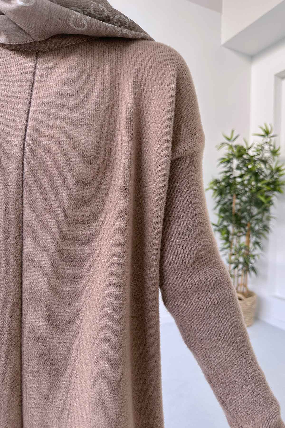 Slit Detail Bearded Tunic - Mink