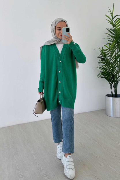 Bearded Soft Cardigan - Green