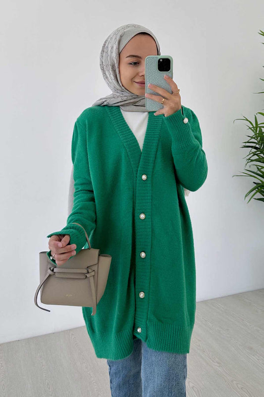 Bearded Soft Cardigan - Green