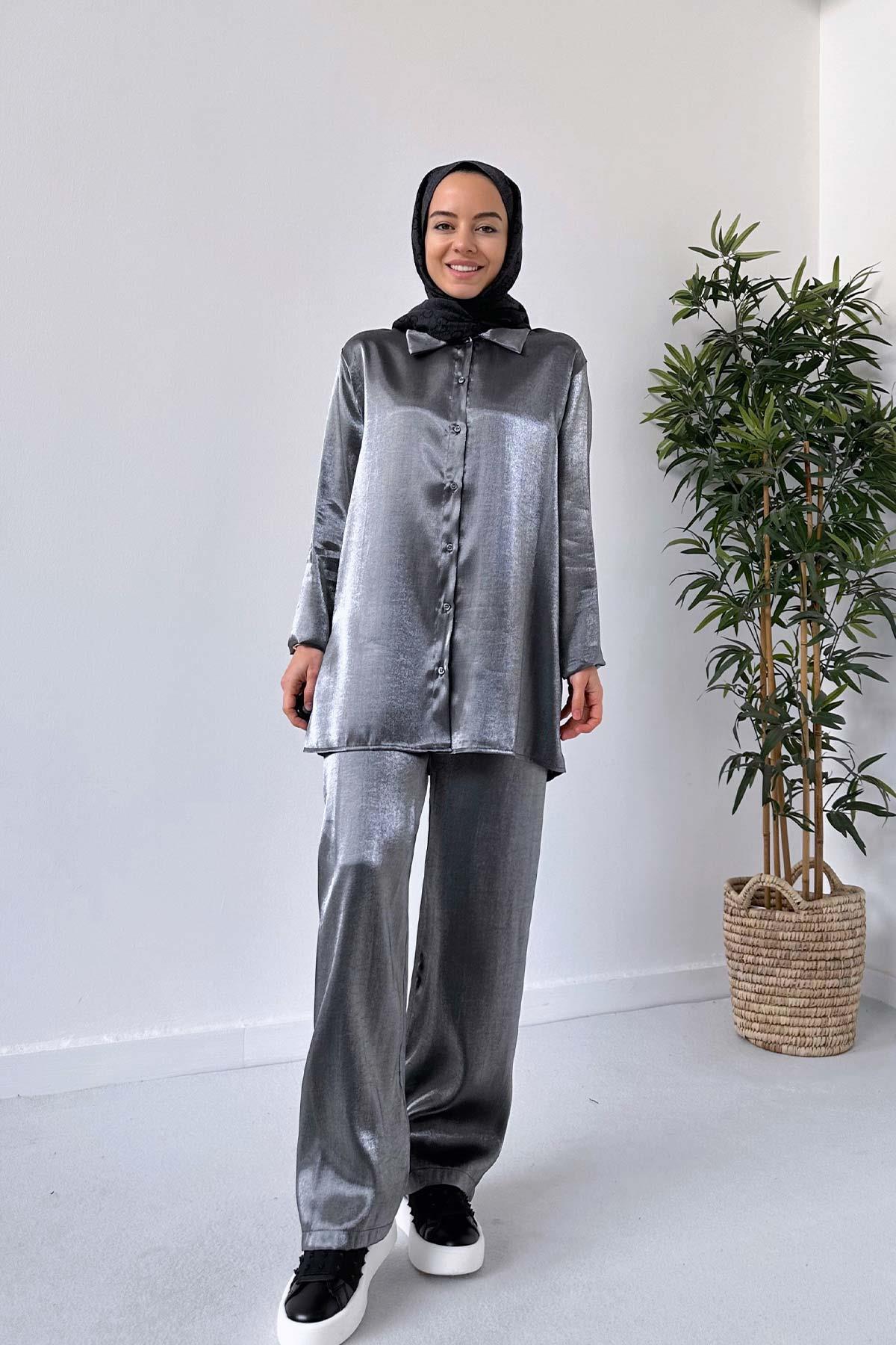 Satin Suit - Grey