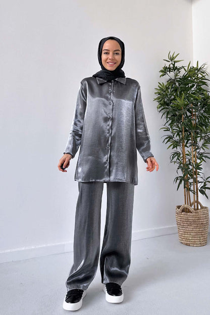 Satin Suit - Grey