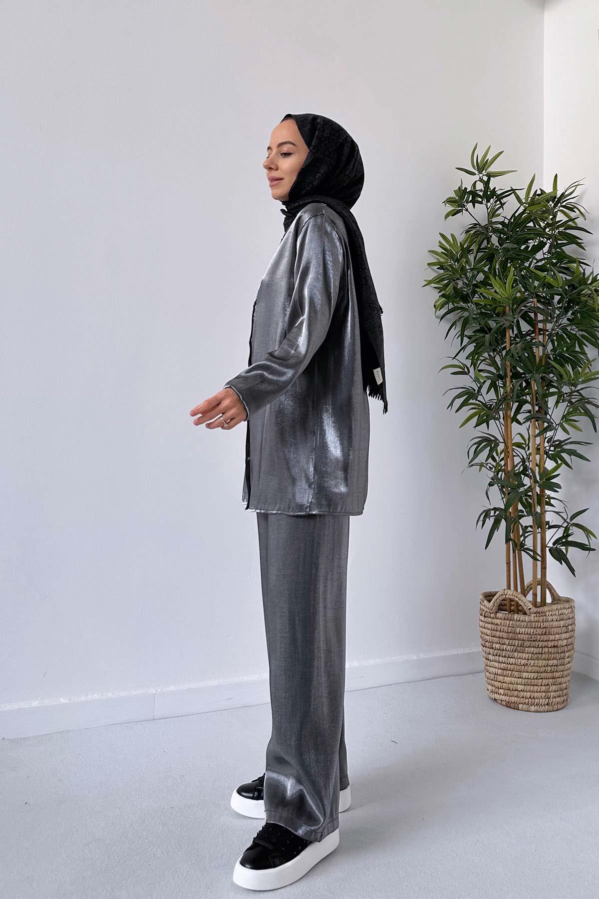 Satin Suit - Grey