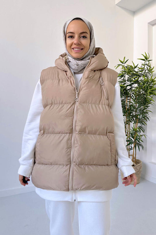 Star Puffer Vest - Camel