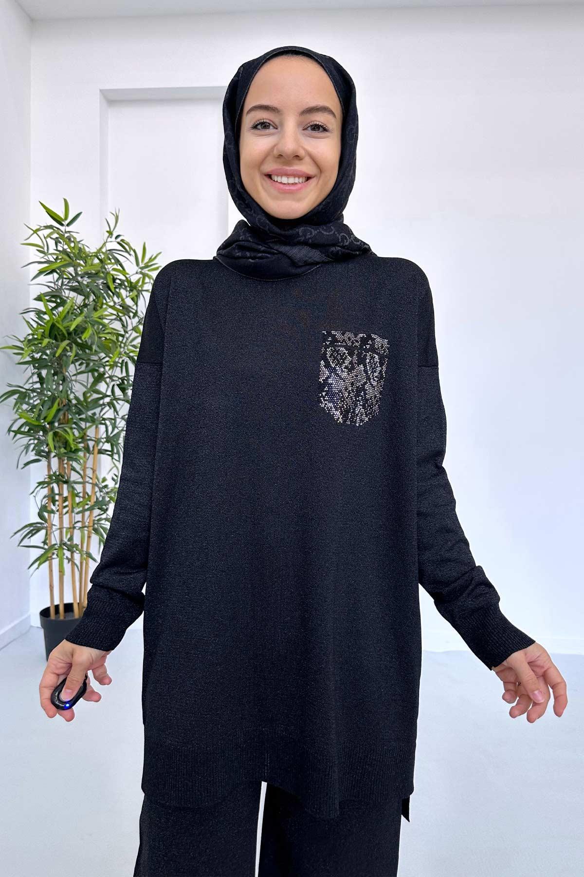 Stone Pocket Mercerized Tunic - Black