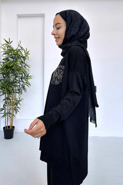 Stone Pocket Mercerized Tunic - Black