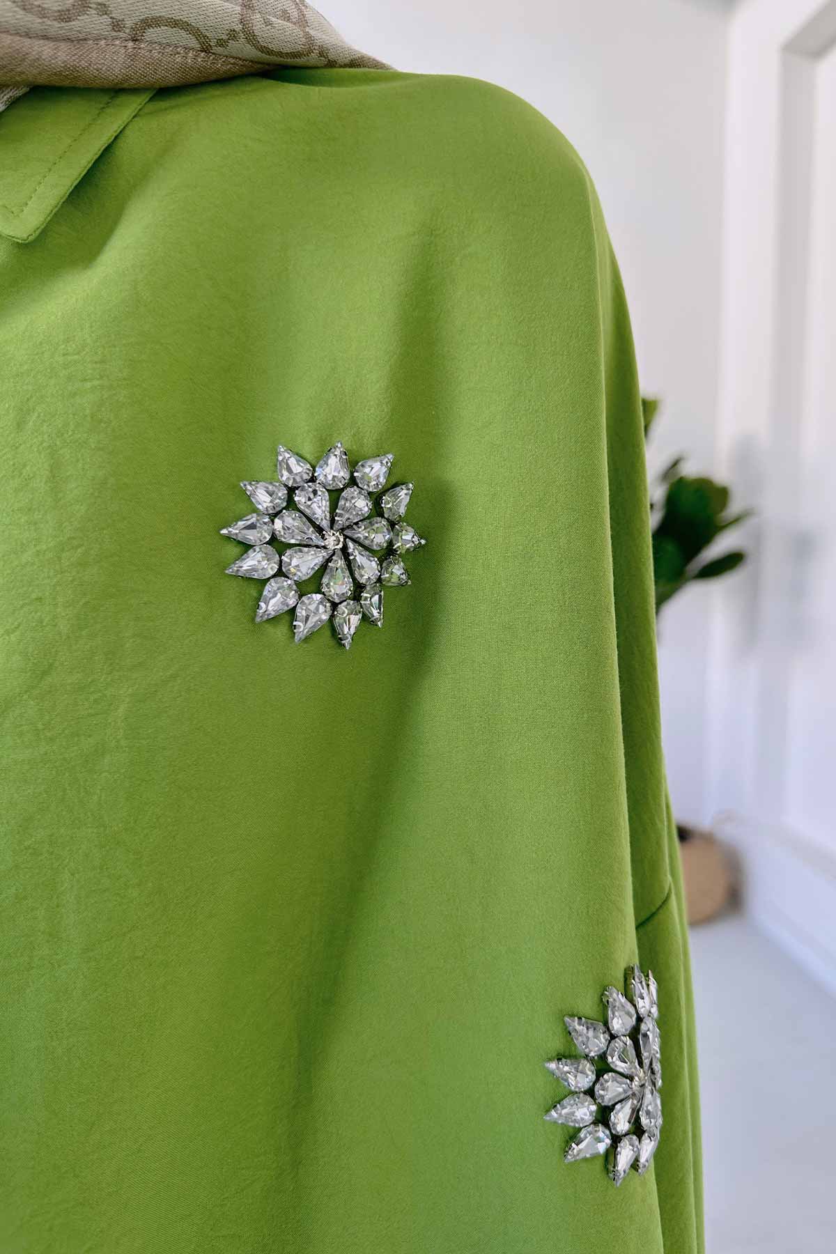 Jan Stone Embroidered Modal Shirt - Green