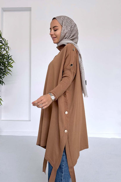 Mercerized Poncho - Camel