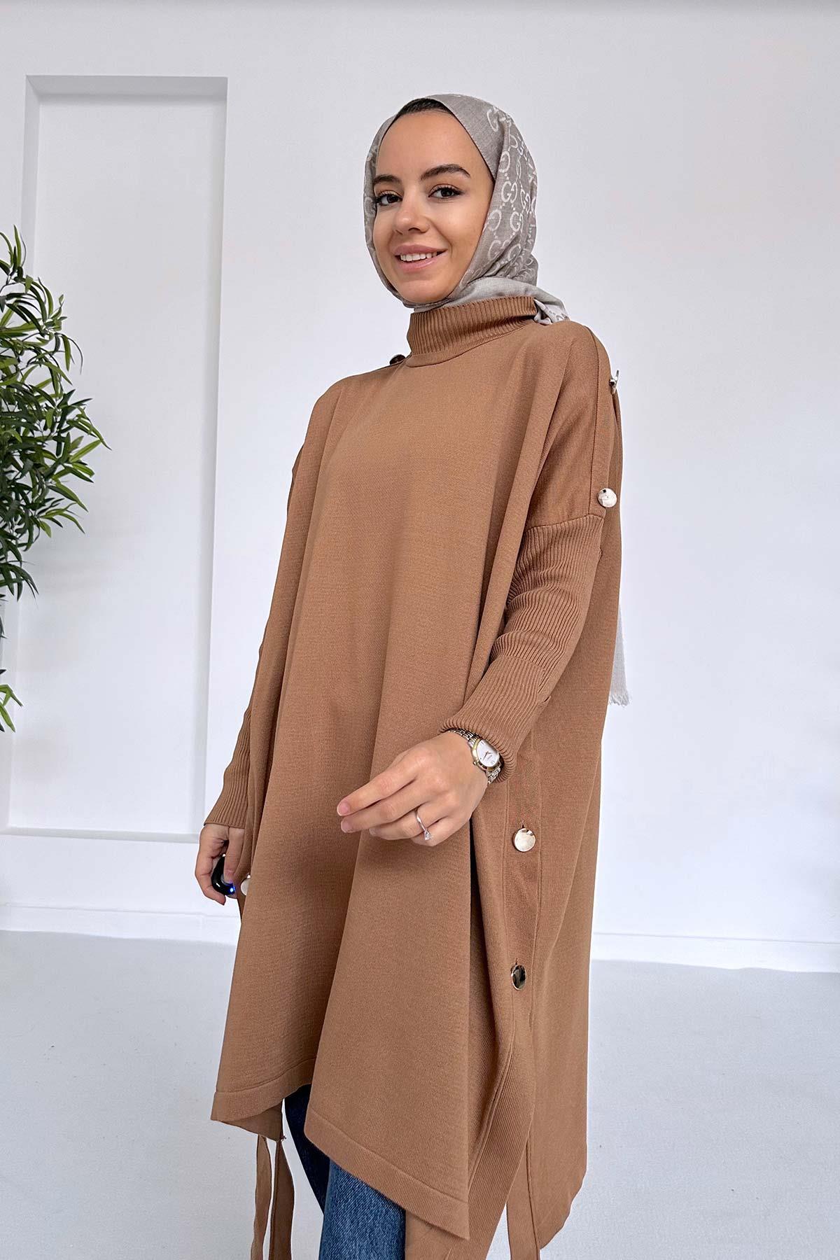 Mercerized Poncho - Camel