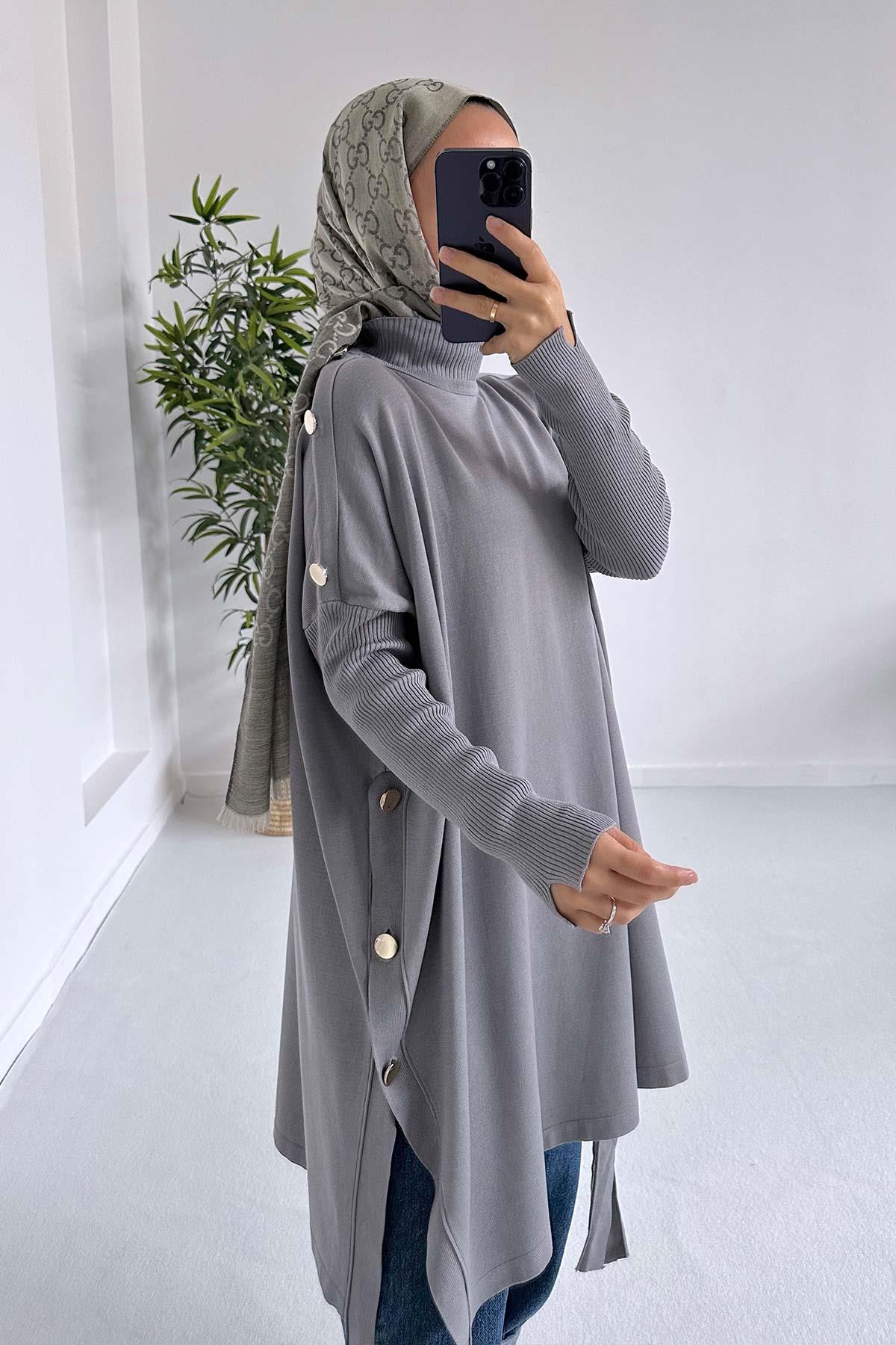 Mercerized Poncho - Grey