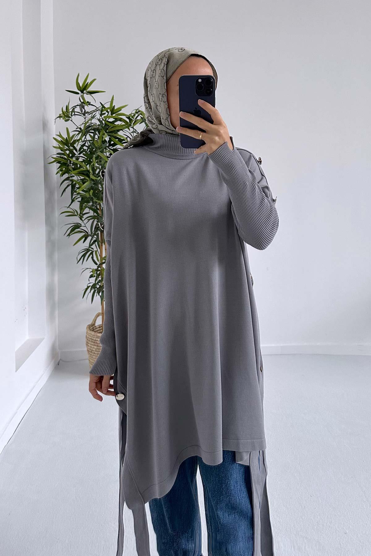 Mercerized Poncho - Grey