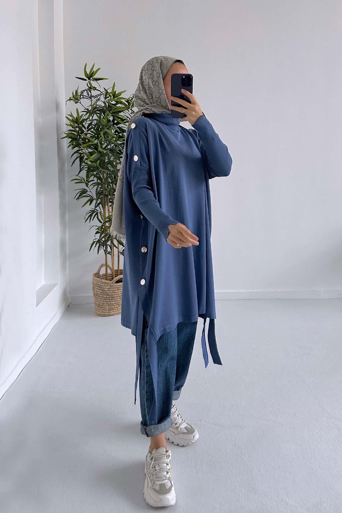 Mercerized Poncho - Indigo