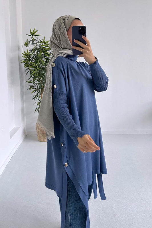 Mercerized Poncho - Indigo