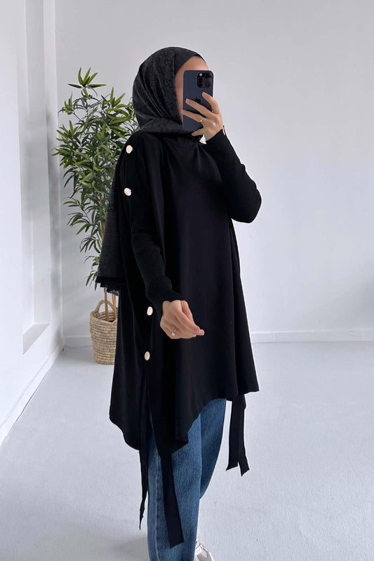 Mercerized Poncho - Black