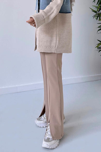 Slit Detail Pants - Camel