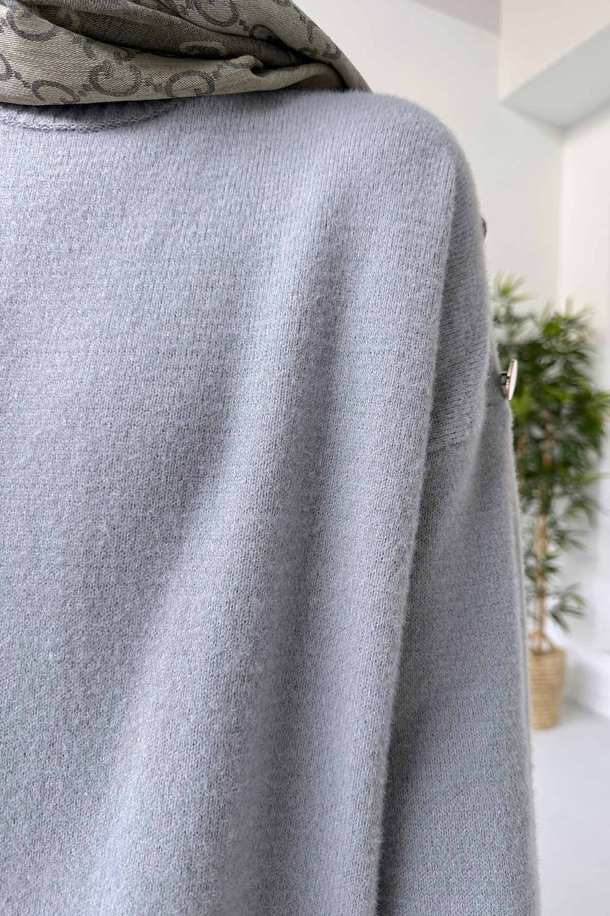 Soft Button Tunic - Grey