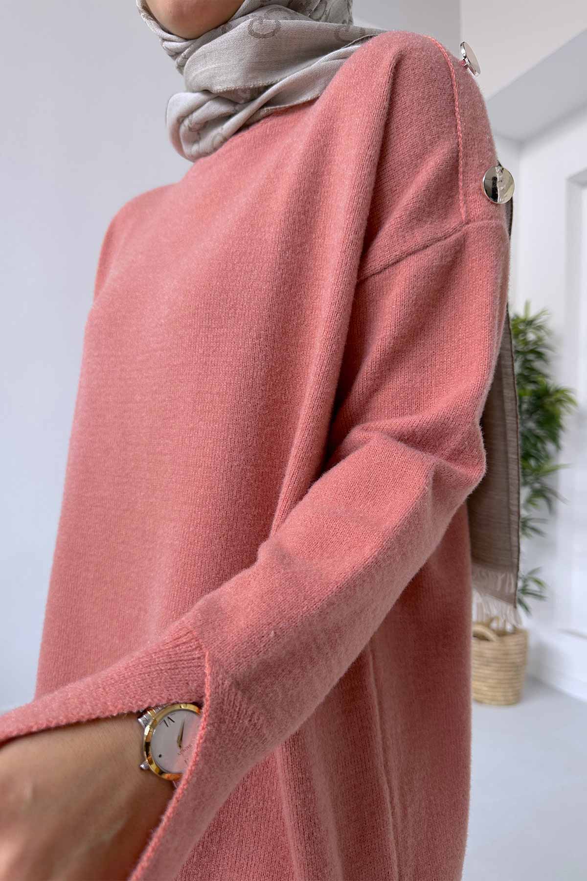 Soft Button Tunic - Rose Color