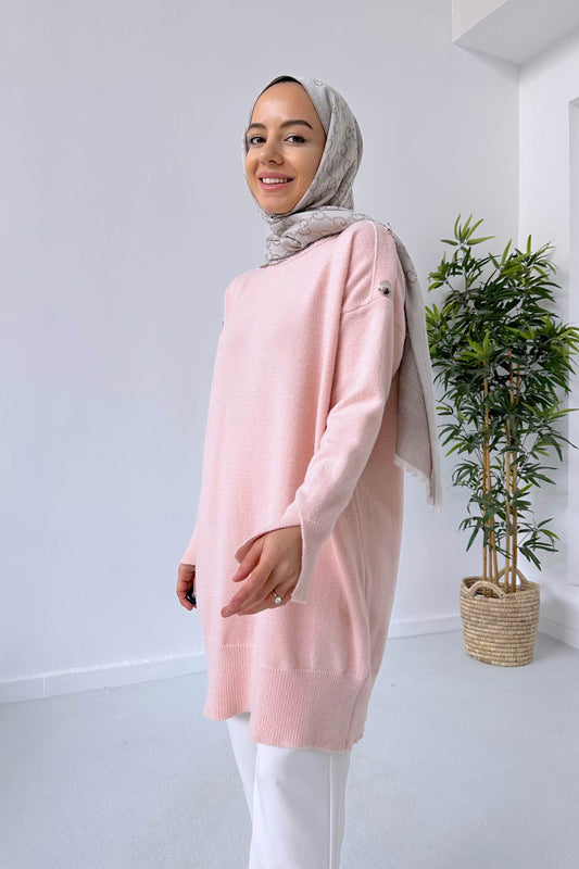 Soft Button Tunic - Pink