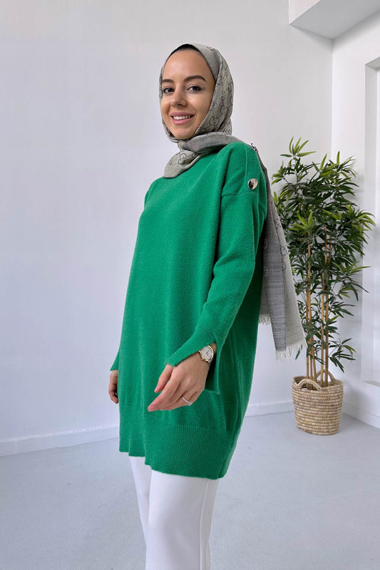 Soft Button Tunic - Green