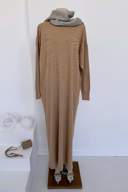 Zebra Mercerized Dress - Coffee Milk