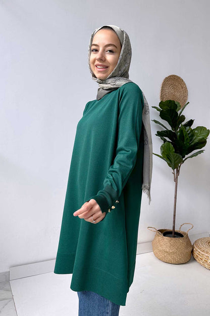 A Form Mercerized Tunic - Emerald Color