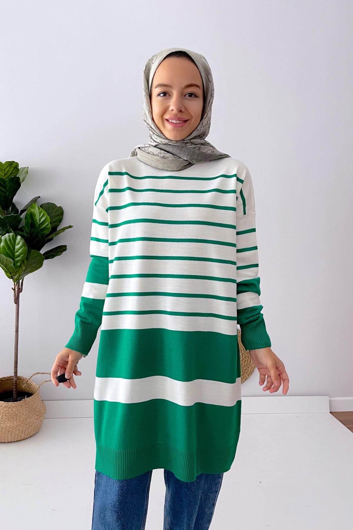 Holy Striped Knitwear Tunic - Green