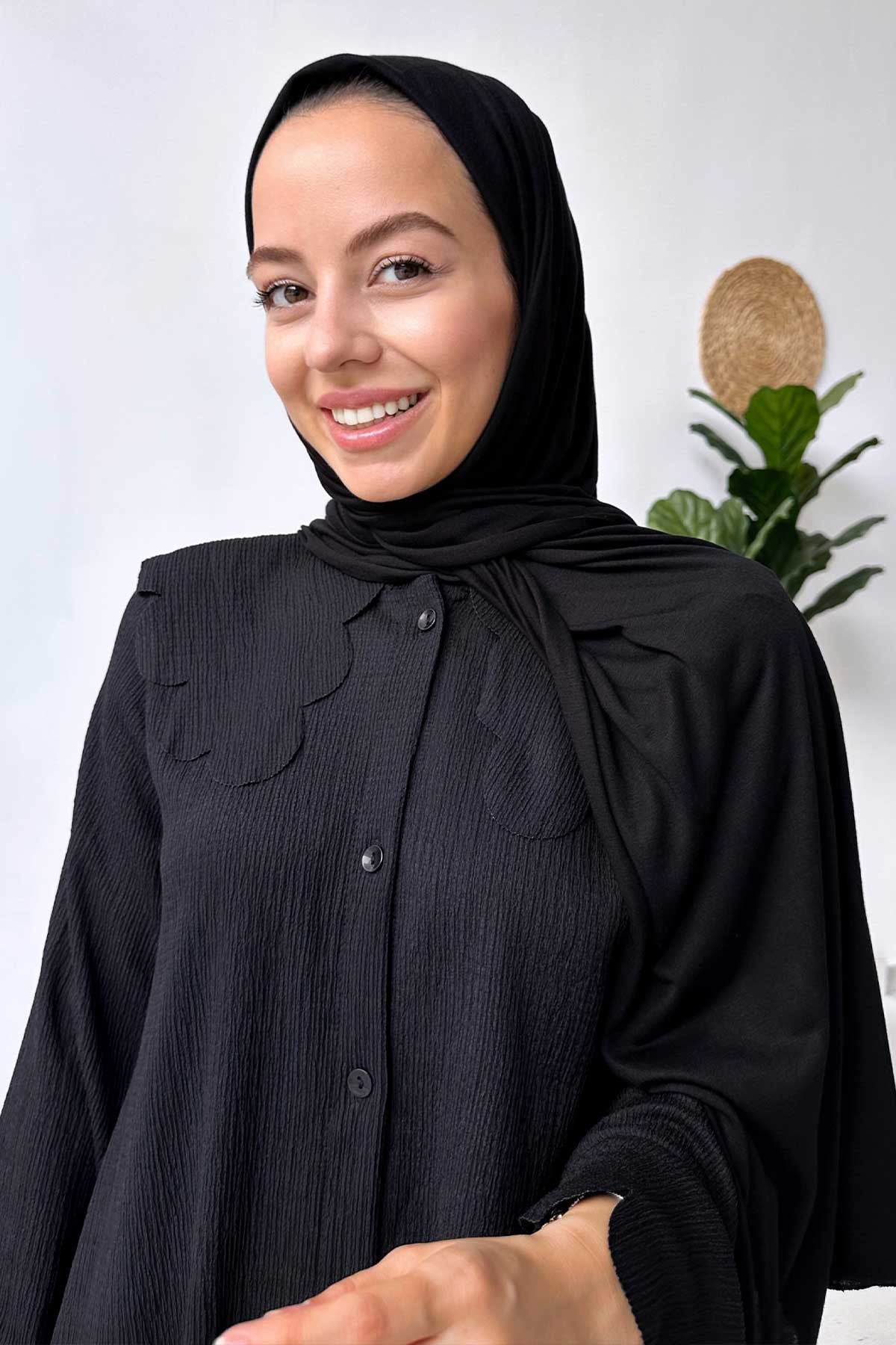 Combed Cotton Shawl - Black