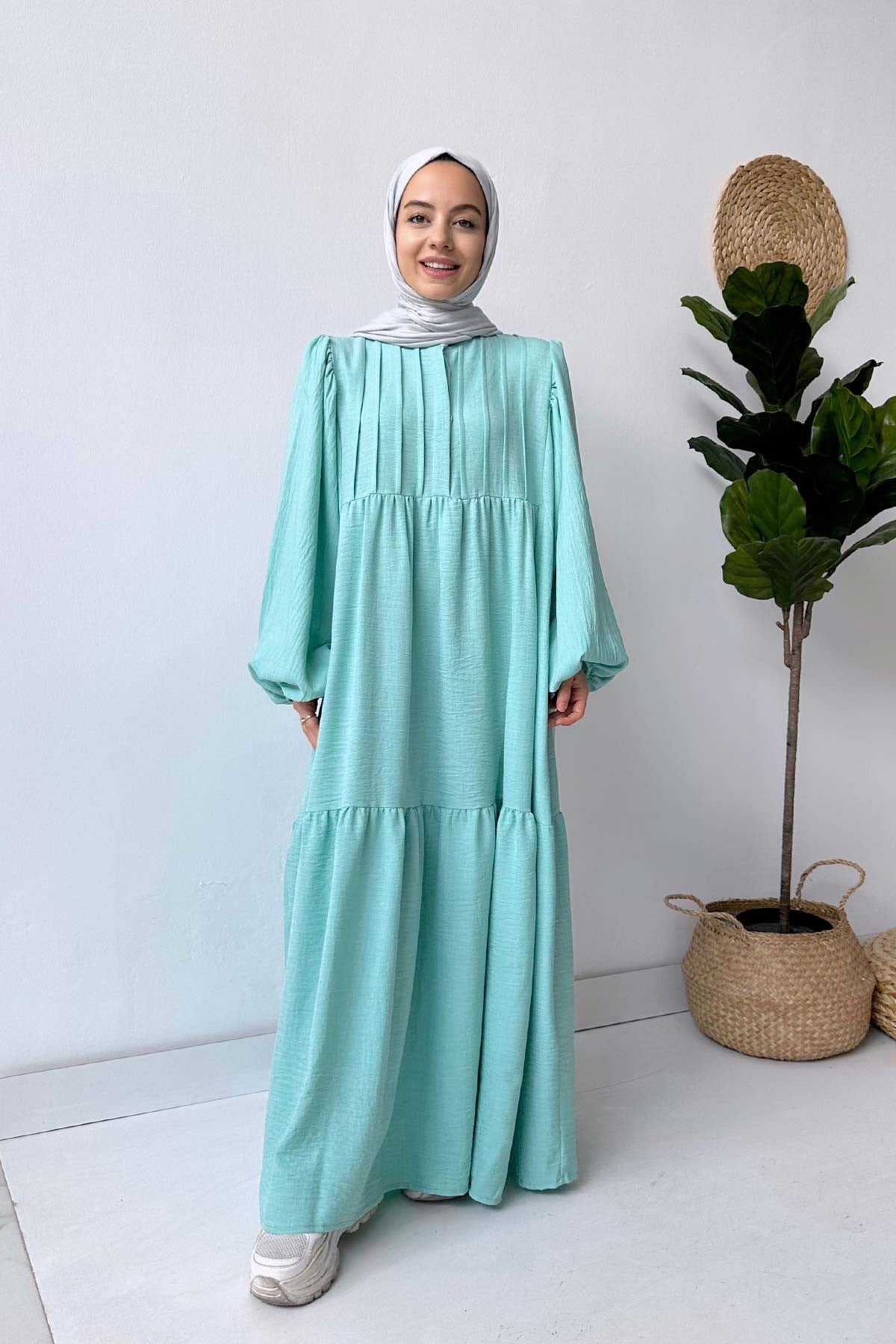 Slack Linen Dress - Mint Green